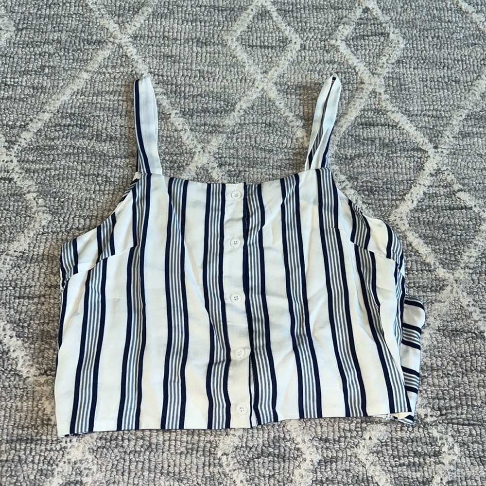 Striped buttoned down tank top